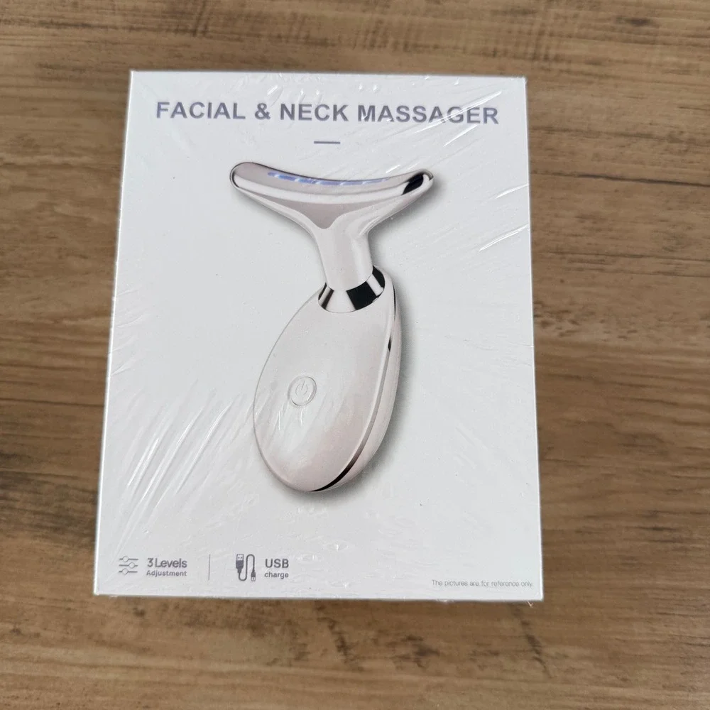 Black - Facial Massager Red Light Therapy for Face and‎ Neck Curved Head